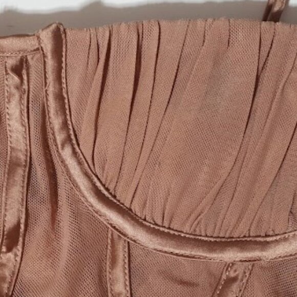 NWOT Zara dusty rose ruched tulle corset mini dress, XS - Picture 14 of 16